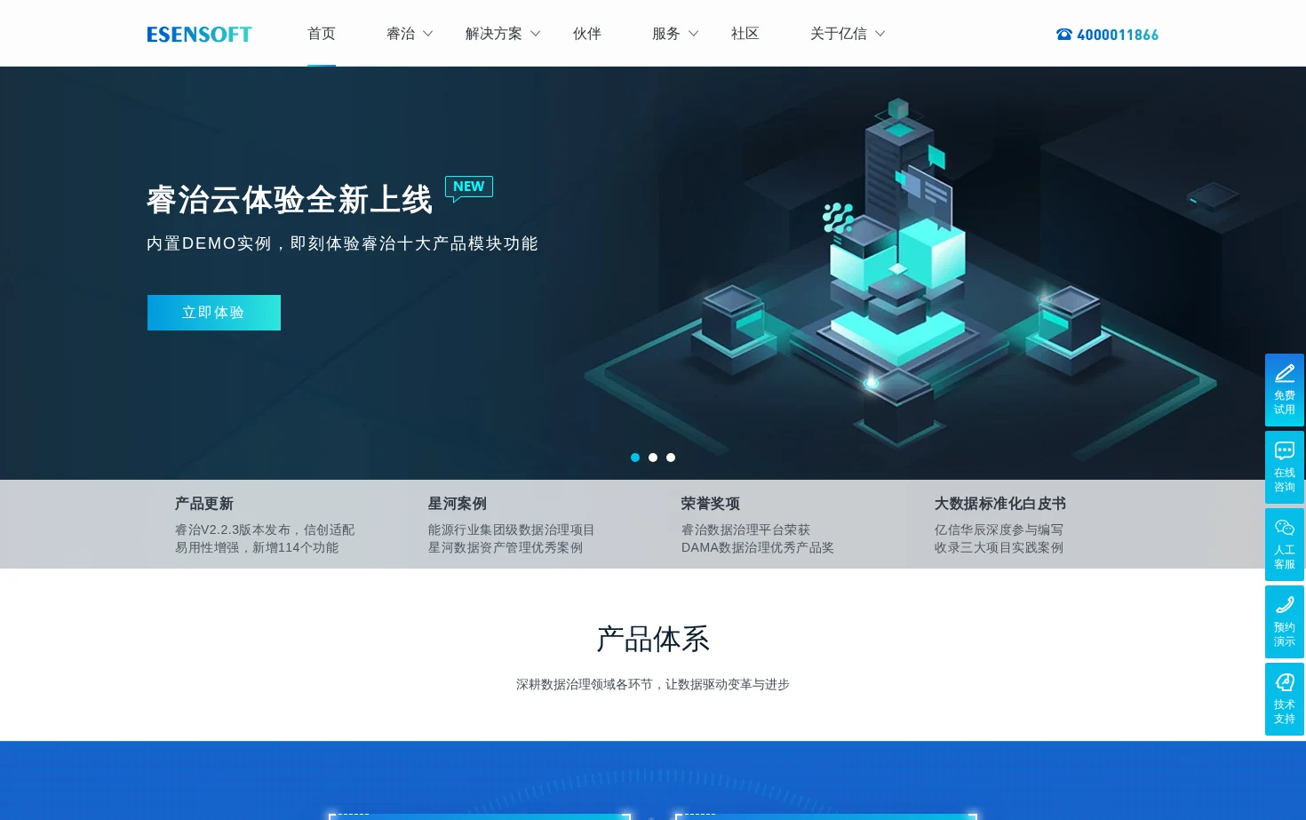 亿信华辰睿治智能数据治理平台 页面快照